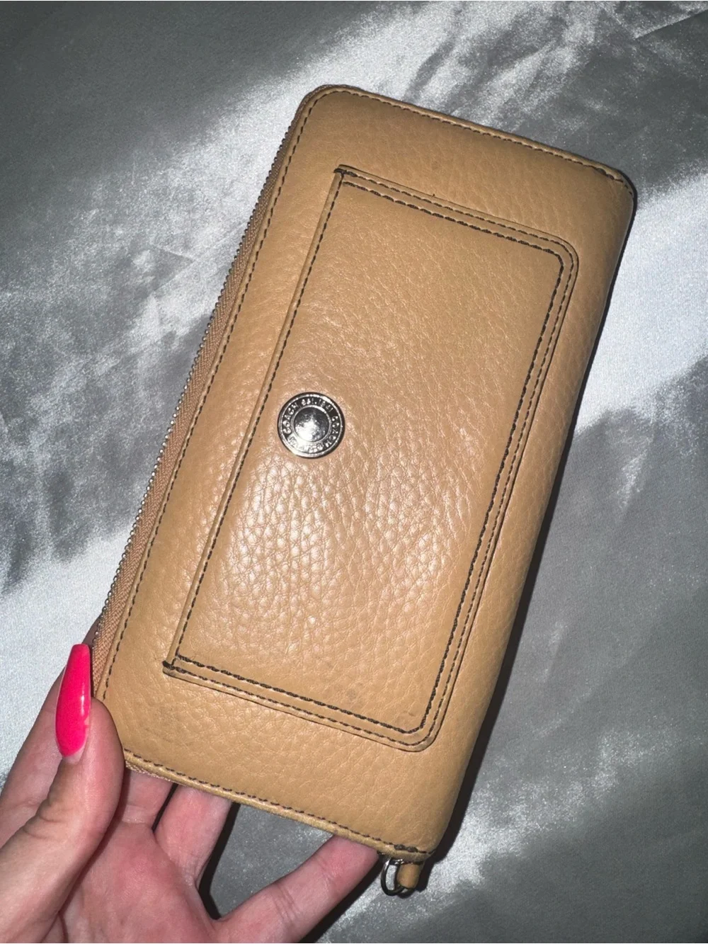 Coach Neutral Tan Leather Zip Wallet